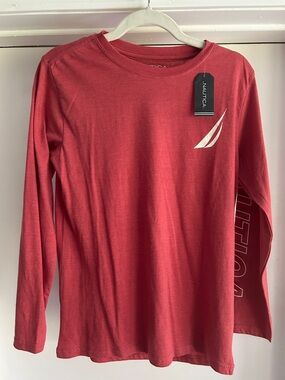 Nautica Kids Red Long-Sleeve Tee with White Sail Logo